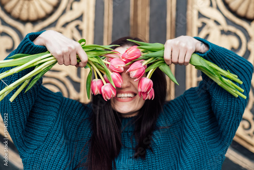 Self-love and self-confidence. Ways to Practice Self-Love and Be Good to Yourself. Surrounding yourself with positivity. Alone woman with flowers enjoy life outdoors photo