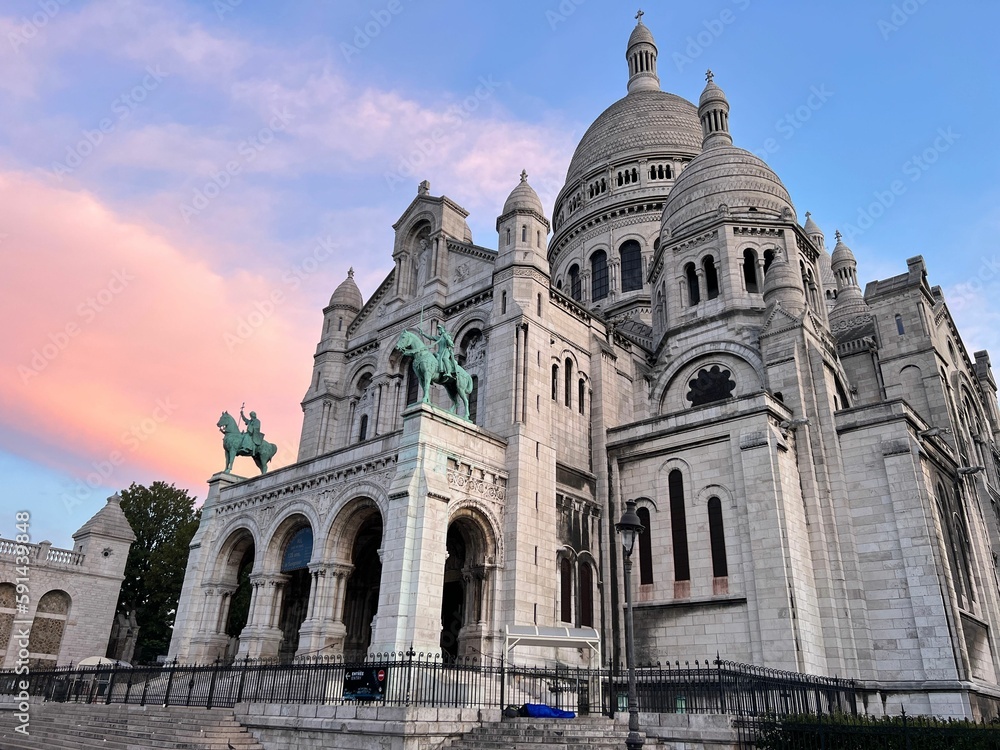 Beautiful daytime view of the Sacre Coeur Basilica in Paris