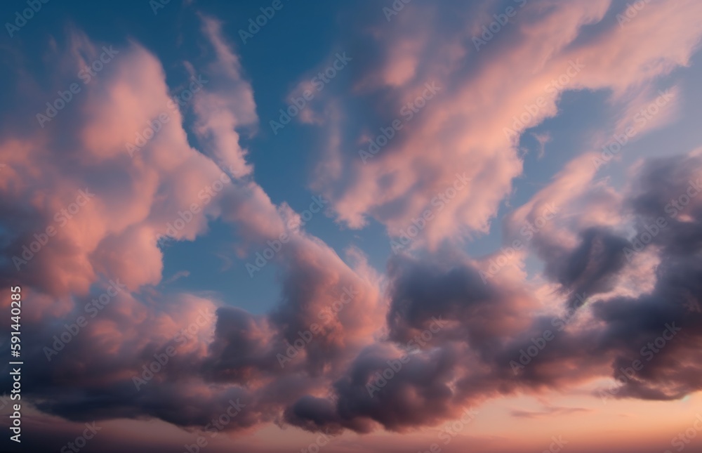 Fototapeta premium The Sky's Lullaby: A Soothing Sunset Serenade, Sky replacement - Generative AI technology