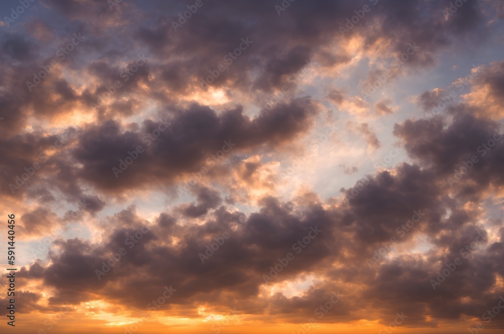 Fototapeta premium A Blaze of Glory: The Sun Sets on the Horizon, Sky replacement - Generative AI technology