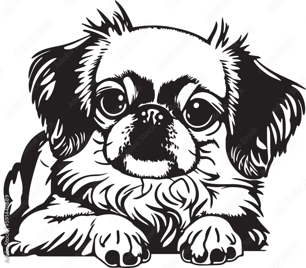 Obraz premium Pekingese face isolated on a white background, SVG, Vector, Illustration. 