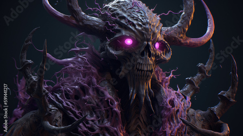 Head of a demonic monster - by generative ai
