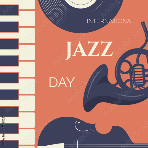 retro design international jazz day poster