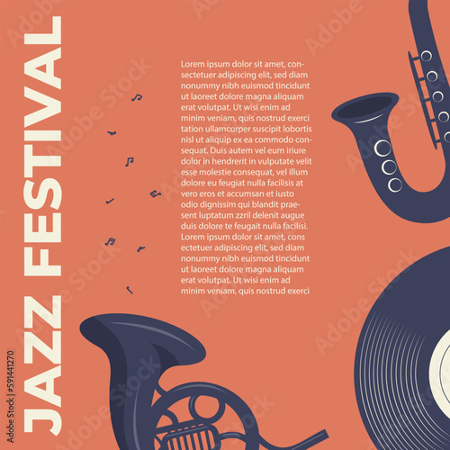 retro design international jazz day poster with musical instruments 
