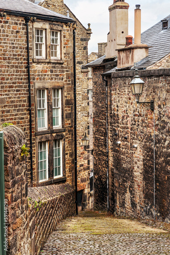 Narrow street in Lancaster, Lancashire, United Kingdom photo