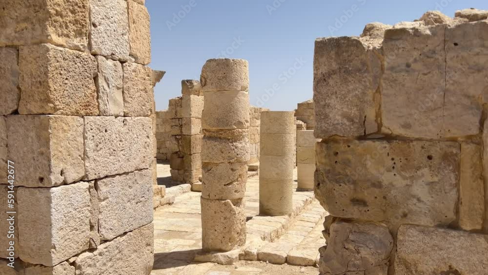 Avdat national park, Ancient Nabatean ruins in the Negev Desert, Israel, 4k cinematic Avdat national park, Ancient Nabatean ruins in the Negev Desert, Israel, 4k cinematic