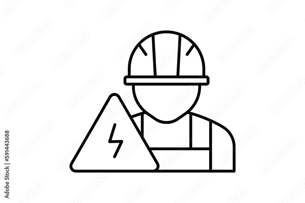 Electrical engineering icon illustration. electrical worker, icon related to industry, manufacturing. Line icon style. Simple vector design editable