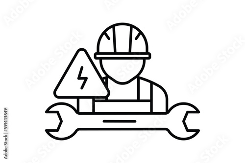 Electrical engineering icon illustration. electrical worker, icon related to industry, manufacturing. Line icon style. Simple vector design editable