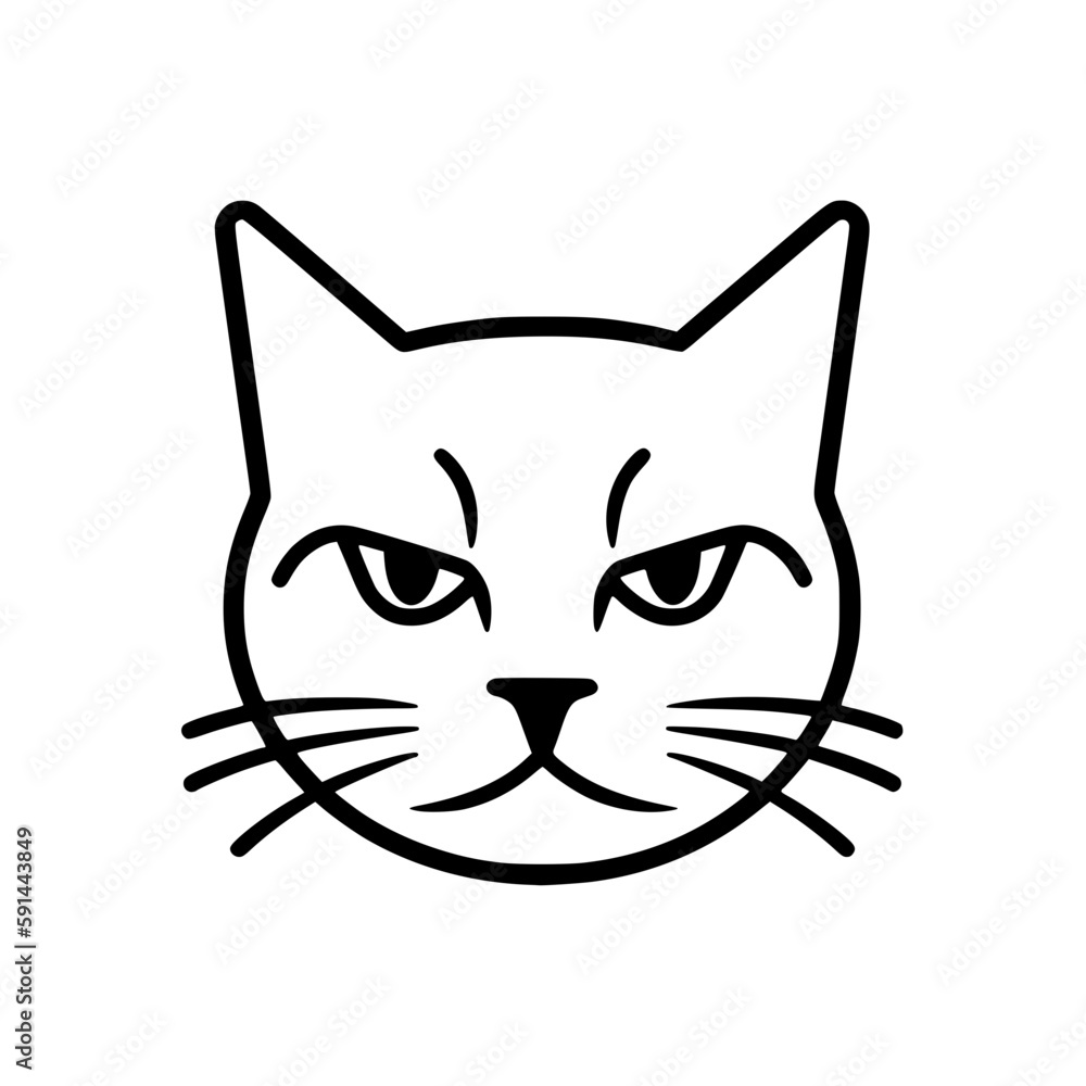 Cat head vector illustration isolated on transparent background