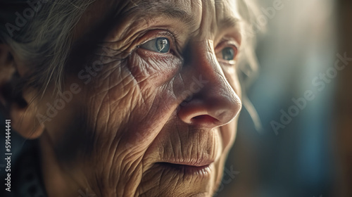 Portrait of old woman, Close-up. Elderly female with wrinkles. Generative AI. High quality illustration © SERGEI