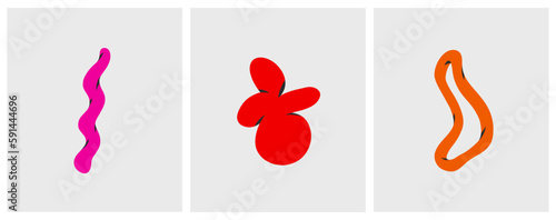 Hand drawn vector abstract simple contemporary set of creative decoration modern minimalistic shapes,forms, doodle brutal forms design concept.Organic freehand abstract shapes.
