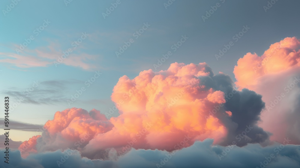 Pink fluffy clouds in the sky