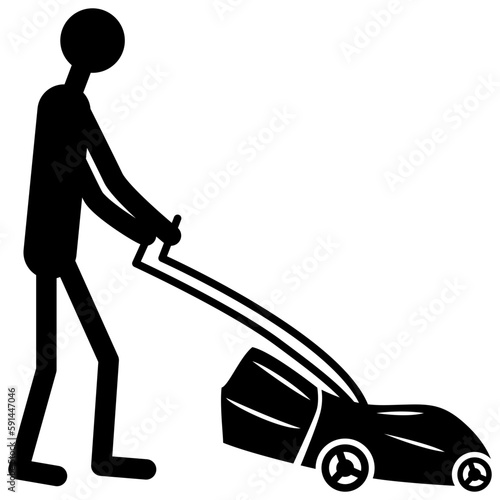 man cutting grass with lawn mower