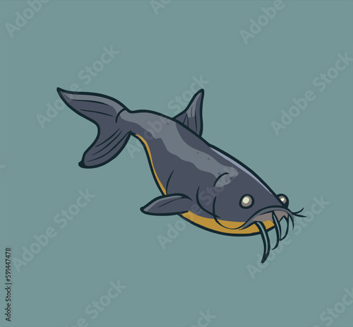 Hand Drawn catfish Illustration. Fish sketch illustration art. 