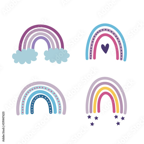 Rainbow cute vector illustration print
