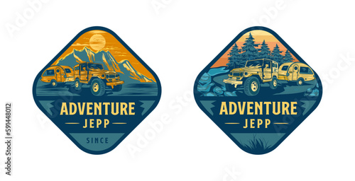 vector set of adventur logo, adventure in nature and rugged mountains  