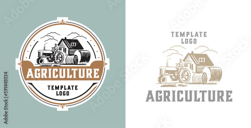 farm logo vector set, vintage style logo template with hand drawn and ornate emblems. agriculture