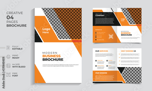 Modern and minimal corporate business brochure template layout design, modern editable annual report, 04 pages, company profile, editable business brochure, and professional business profile template.