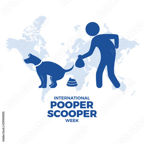 International Pooper Scooper Week vector. Person cleaning up after his dog silhouette icon vector. Poop scoop symbol graphic design element. April 1-7 every year. Important day