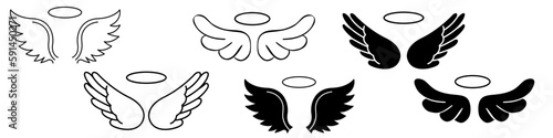Angel Wings icon vector set. paradise illustration sign collection. nimbus symbol or logo.