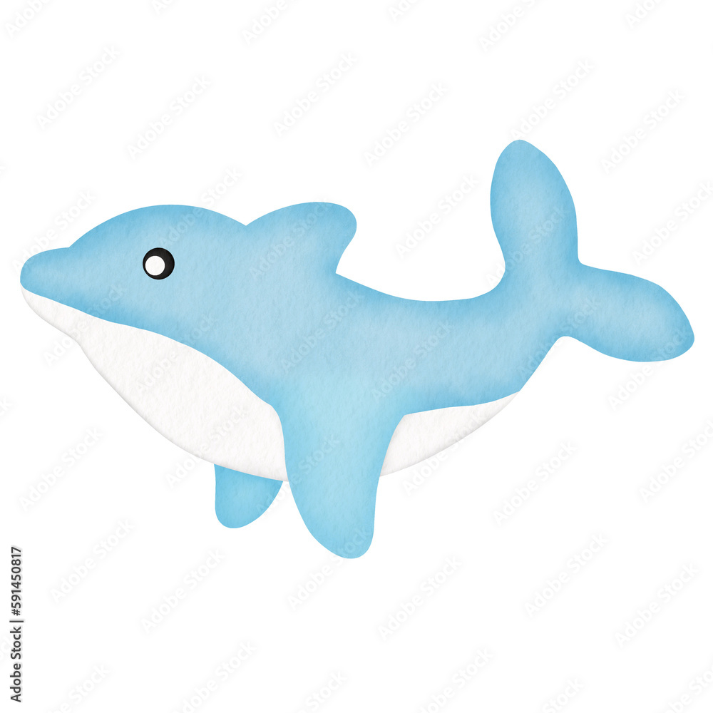 Obraz premium Blue dolphin watercolor illustration