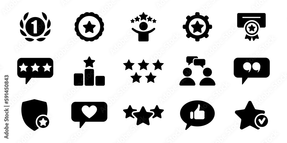 Review, rate, customer feedback icon set Review, rate, customer feedback icon set