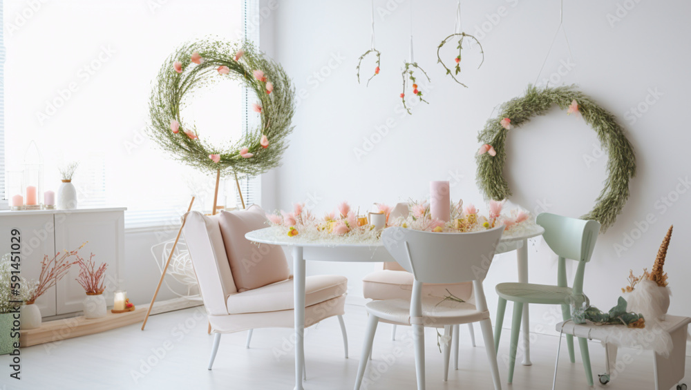 Obraz premium Easter interior, created with Generative AI technology