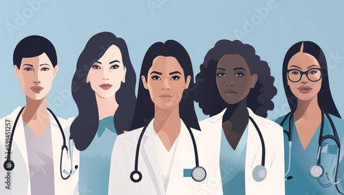 Female medical workers, created with Generative AI technology