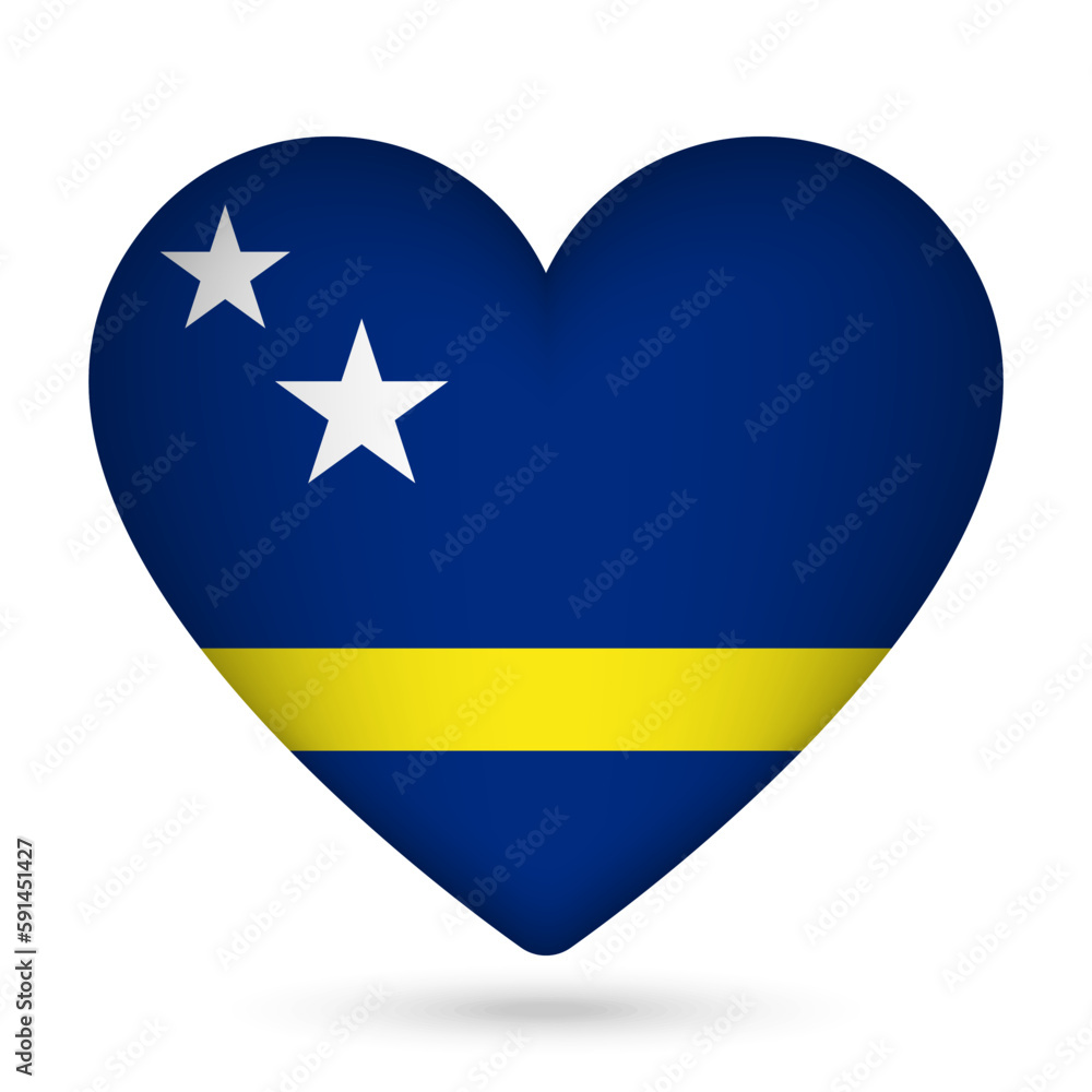 Curacao flag in heart shape. Vector illustration. Curacao flag in heart shape. Vector illustration.