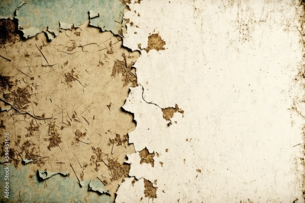 weathered and distressed wall with peeling paint and texture. Generative AI