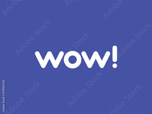 Concept W O W WO OW Round Logo. Flat Vector Design Element. Word WOW. Composed of intertwined letters. Expression. Word Font. Simple Modern Business Background. Blue Purple. Exclamation Point Mark