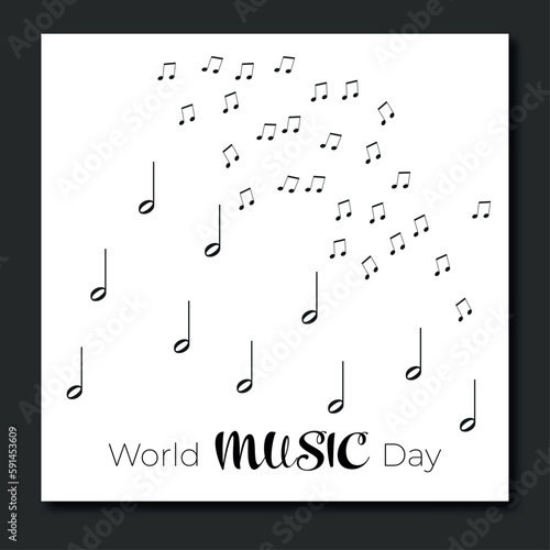 World Music Day template with a notes on black background photo