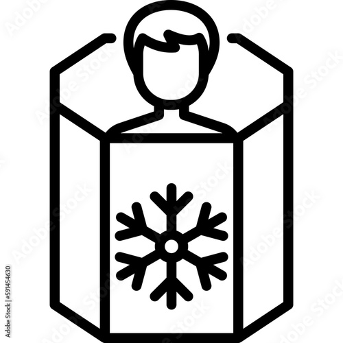 Cryotherapy thin line icon, man in cryo capsule. Rehabilitation procedure. Modern vector illustration.