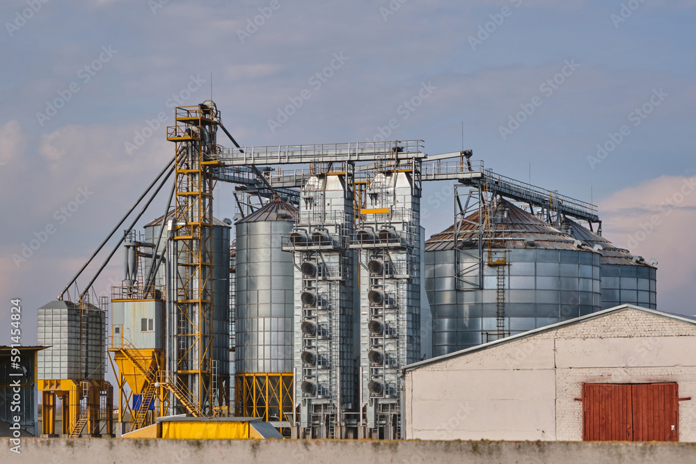 agro-processing plant for processing and silos for drying cleaning and storage of agricultural products, flour, cereals and grain