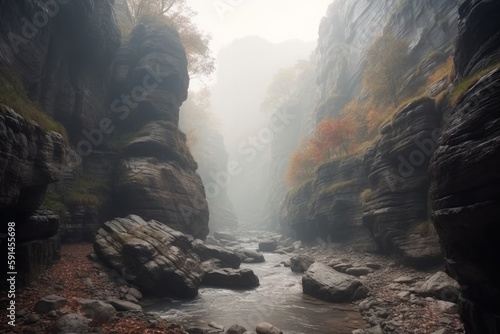 fog in the canyon made with generative ai