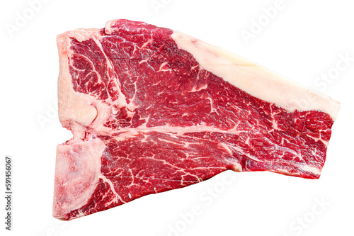 Photographie Thick Raw T-Bone Steak. Isolated, transparent background