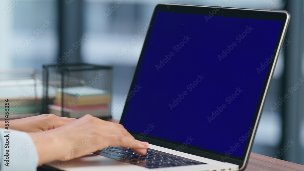 Anonymous ceo texting chromakey laptop closeup. Executive hands typing chatting Anonymous ceo texting chromakey laptop closeup. Executive hands typing chatting