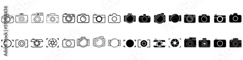 Foto camera icon vector set. photo illustration sign collection. focus symbol. cam logo or mark.