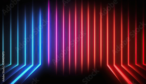 Pink and blue neon lines abstract background - generative ai