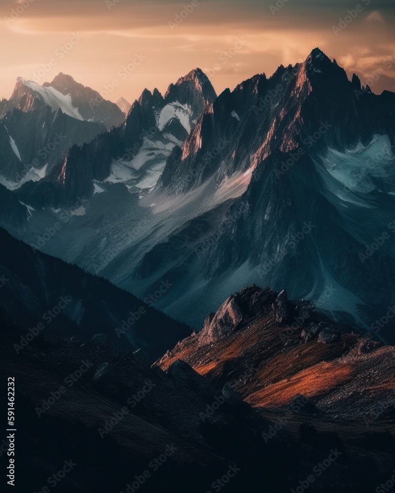 sunrise in the mountains made with generative ai