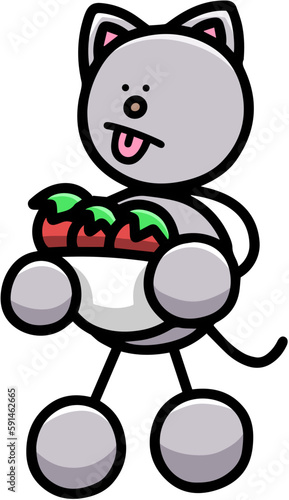 野菜を収穫するにゃんまるのイラスト　猫