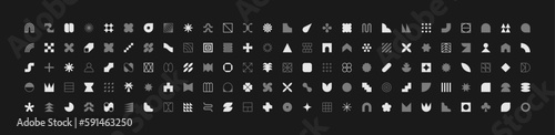 Neo geo shapes set. Basic shapes collection. Neo geometric icons. Modern symbols. Abstract and minimalist signs. Duotone icon. Modernism design. Brutalism art. Swiss style. Geometric shape. photo