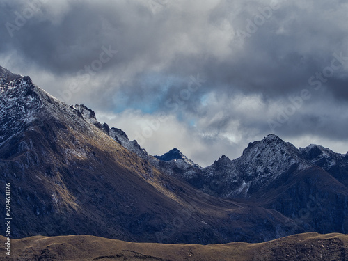 clouds over the mountains in winter