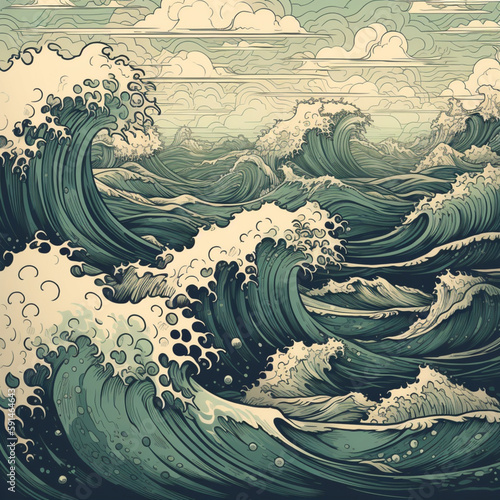 Ocean Waves Illustrations