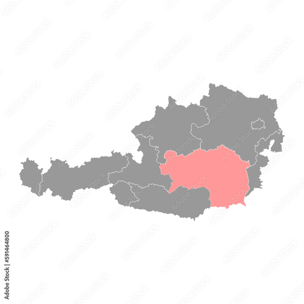 Styria state map of Austria. Vector illustration.