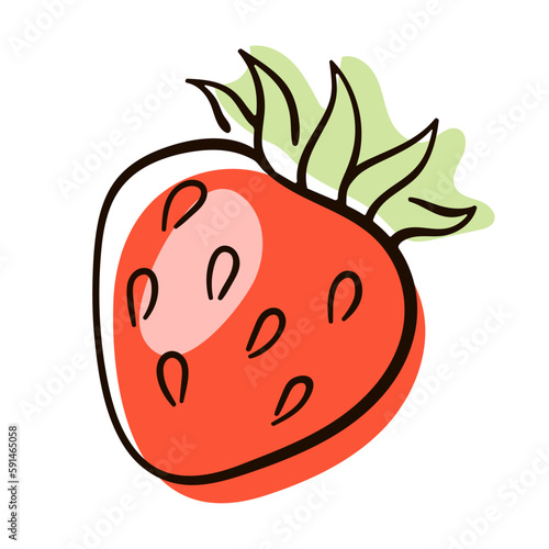 Strawberry outline doodle icon. Vector line art sketch illustration raw strawberry for print, web, mobile and infographics isolated on white background.