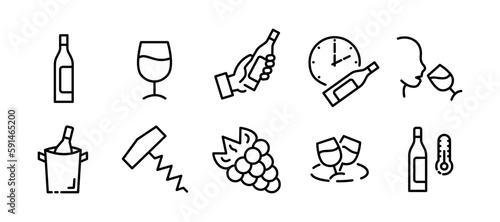 Wine. Line icon, black, fine wine. Vector icons.