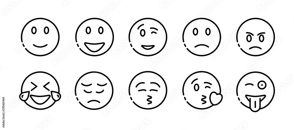 Faces. Line icon, black, set of persons. Vector icons. Faces. Line icon, black, set of persons. Vector icons.