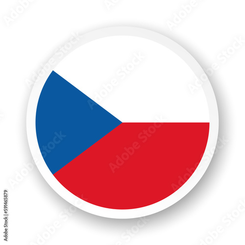 Flag of Czech Republic flat icon. Round vector element with shadow underneath. Best for mobile apps, UI and web design.