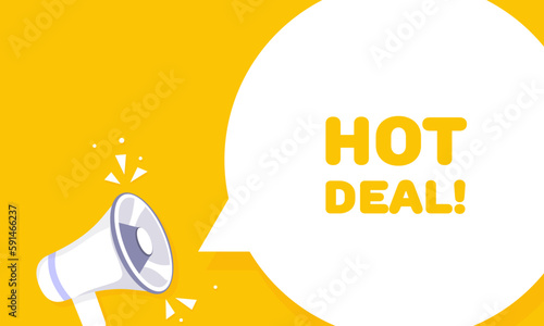 Hot deal. Flat, yellow, hot deal banner. Vector illustration.